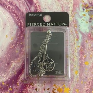 Industrial piercing. Stainless steel silver.